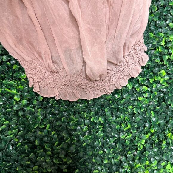 Guess by Marciano Sheer Silk Blush Boho Ruffle Top Sz S - Picture 7 of 8